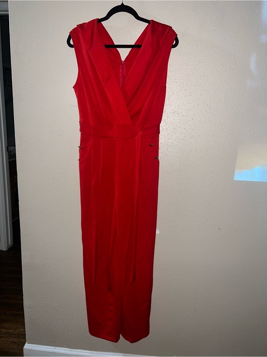Pants - Red Sleeveless Jumpsuit